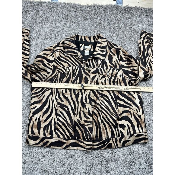 Carole Little Jacket 2X 100% Linen Zebra Animal Mod Wife Night Lux Barbiecore - Picture 4 of 9
